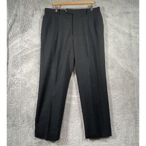 Vtg Corbin USA Made 36x30 Heathered Blk 100% Wool Pleated Cuffed Men Dress Pants